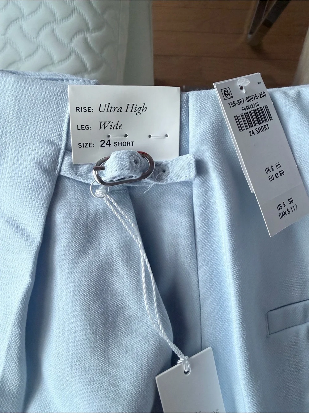 Abercrombie & Fitch Light Blue High-Rise Wide-Leg Trousers